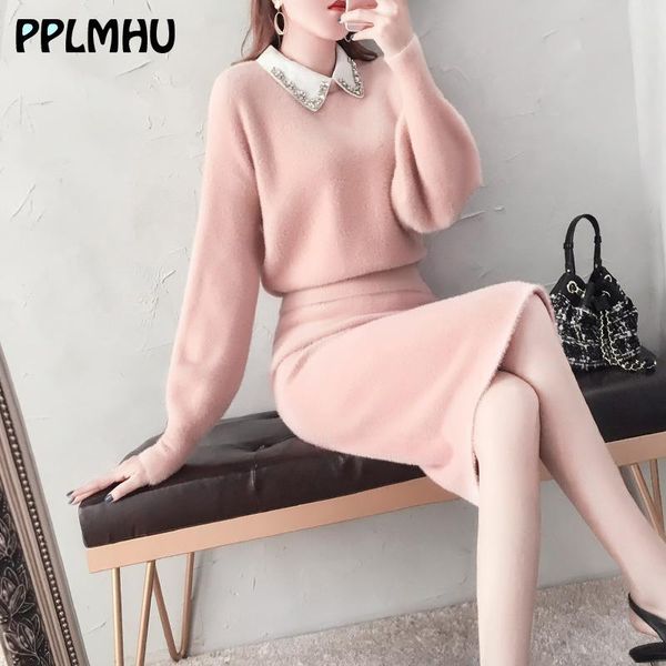two piece dress faux mink cashmere knitted suits winter women elegant slim 2-piece sets lantern sleeve and package hip skirt soft pink, White
two piece dress faux mink cashmere knitted suits winter women elegant slim 2-piece sets lantern sleeve and package hip skirt soft pink, White