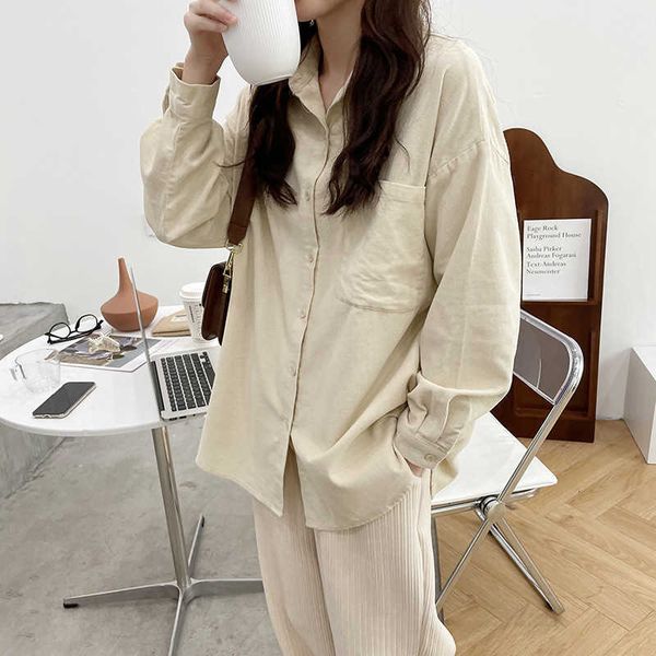 women's blouses & shirts corduroy women long sleeve lady lazy style female clothes outwear spring s m4du, White
women's blouses & shirts corduroy women long sleeve lady lazy style female clothes outwear spring s m4du, White
