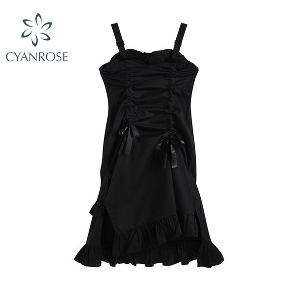 goth style black high waist women's spaghetti strap dress summer fashion vintage retro bow ruched party female 210430, Black;gray
goth style black high waist women's spaghetti strap dress summer fashion vintage retro bow ruched party female 210430, Black;gray
