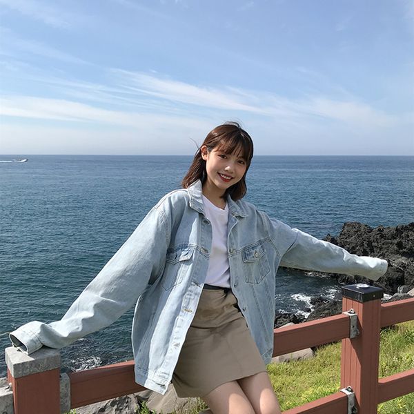light blue jeans jacket women loose vintage denim jacket femme preppy style bomber jacket basic coats womens (f6398) 210423, Black;brown
light blue jeans jacket women loose vintage denim jacket femme preppy style bomber jacket basic coats womens (f6398) 210423, Black;brown