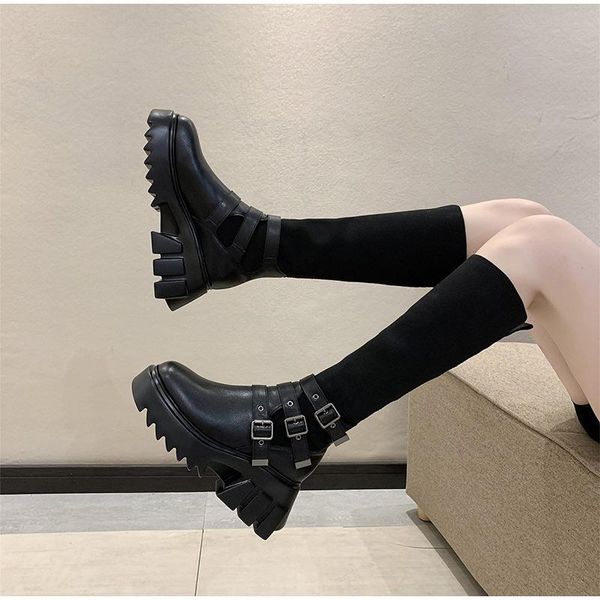 boots ladies thick bottomn mid calf shoes women's long pu platform buckle strap elastic fashion non slip woman footwear 2021, Black
boots ladies thick bottomn mid calf shoes women's long pu platform buckle strap elastic fashion non slip woman footwear 2021, Black