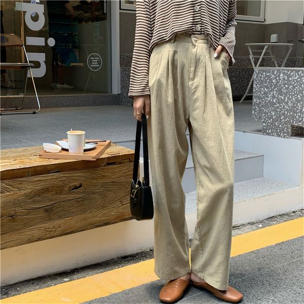 work wear formal solid high waist straight pants women autumn ol bottoms loose casual suit female trousers 210421, Black;white
work wear formal solid high waist straight pants women autumn ol bottoms loose casual suit female trousers 210421, Black;white
