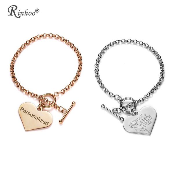 link, chain rinhoo stainless steel heart personalized custom bracelet for women jewelry sided engraved name letters word cuff, Black
link, chain rinhoo stainless steel heart personalized custom bracelet for women jewelry sided engraved name letters word cuff, Black