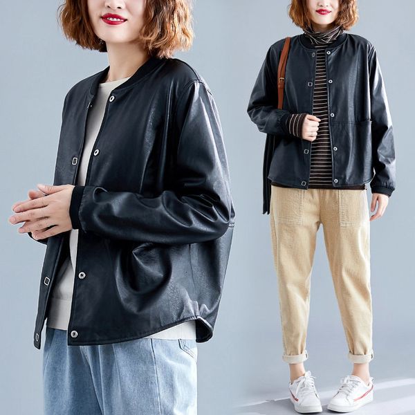 women's jackets simple leather short coat spring korean loose large size handsome pu jacket mujer chaqueta cuero eno1, Black;brown
women's jackets simple leather short coat spring korean loose large size handsome pu jacket mujer chaqueta cuero eno1, Black;brown