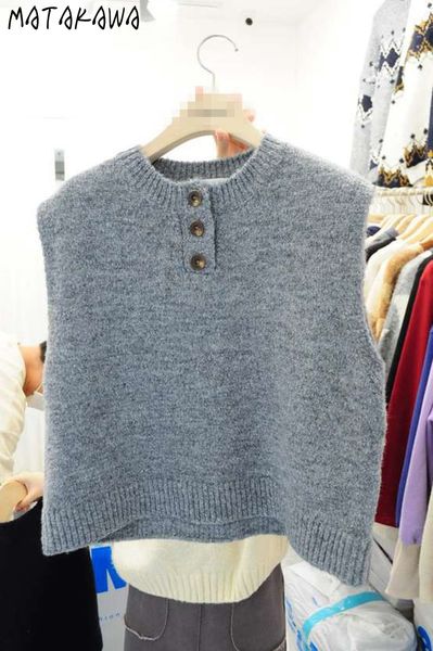 matakawa simple buttoned slim waist knit vest coat korean spring women's sweater vest fashion pure color waistcoat 210513, Black;white
matakawa simple buttoned slim waist knit vest coat korean spring women's sweater vest fashion pure color waistcoat 210513, Black;white