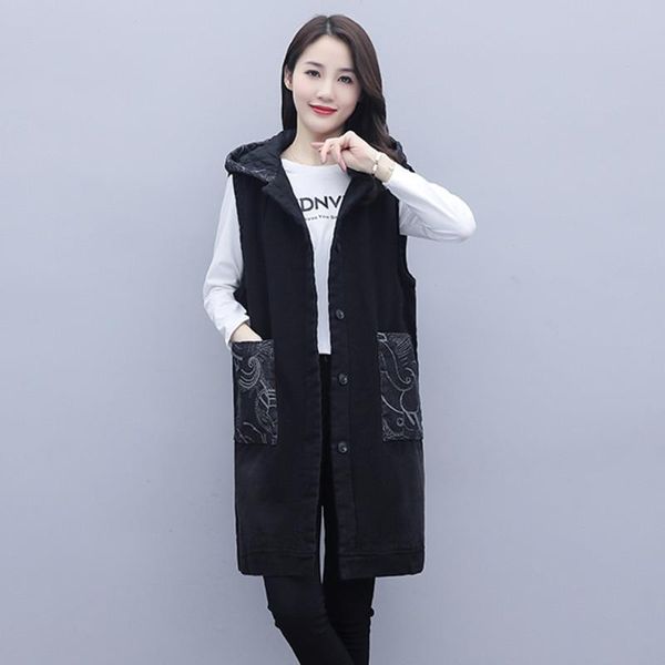 women's vests #3351 spring autumn long denim vest coat women with hooded casual waistcoat vintage printed female jeans sleeveless jacke, Black;white
women's vests #3351 spring autumn long denim vest coat women with hooded casual waistcoat vintage printed female jeans sleeveless jacke, Black;white