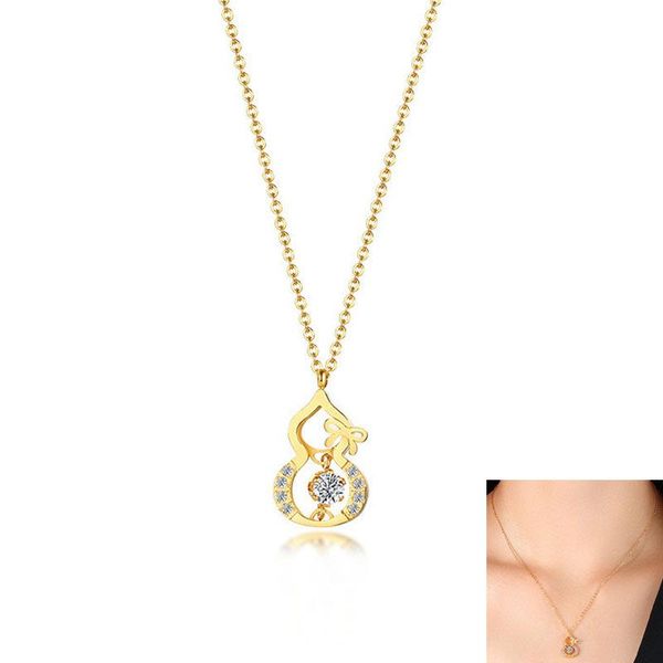 fashion lucky gourd pendant necklaces for women 2021 simple gold color stainless steel zirconia bowknot female jewelry, Silver
fashion lucky gourd pendant necklaces for women 2021 simple gold color stainless steel zirconia bowknot female jewelry, Silver