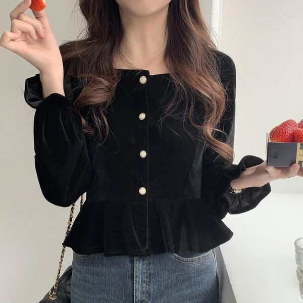 women's blouses & shirts retro black velvet blouse square collar button up shirt long sleeve autumn gentle camisas fashion blusas muje, White
women's blouses & shirts retro black velvet blouse square collar button up shirt long sleeve autumn gentle camisas fashion blusas muje, White