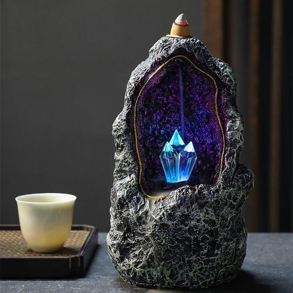 fragrance lamps glowing crystal cave backflow incense burner rock geode with led light display stand
fragrance lamps glowing crystal cave backflow incense burner rock geode with led light display stand