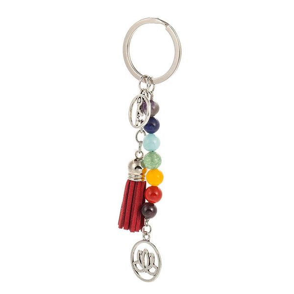 key chain energy fitness seven chakra pendant yoga beaded lotus tassel ring, Silver
key chain energy fitness seven chakra pendant yoga beaded lotus tassel ring, Silver