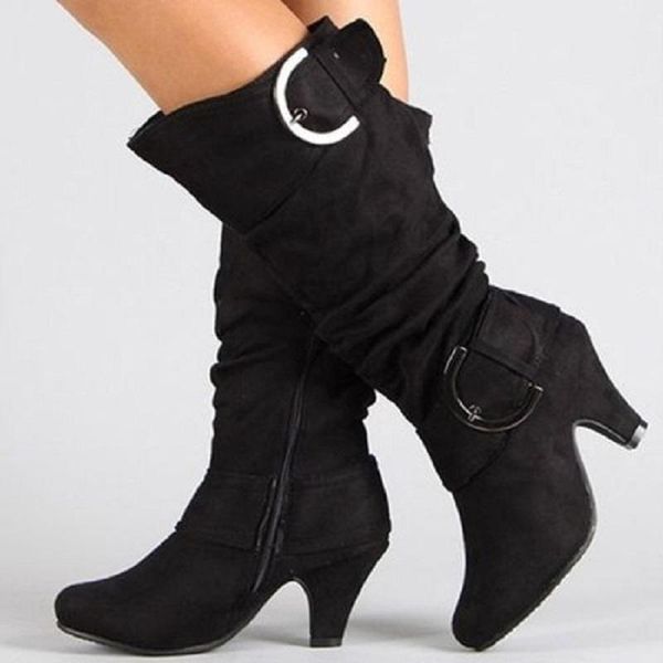 boots women's shoes autumn winter flocked leather mid calf round toe buckle strap heels platform ladies, Black
boots women's shoes autumn winter flocked leather mid calf round toe buckle strap heels platform ladies, Black