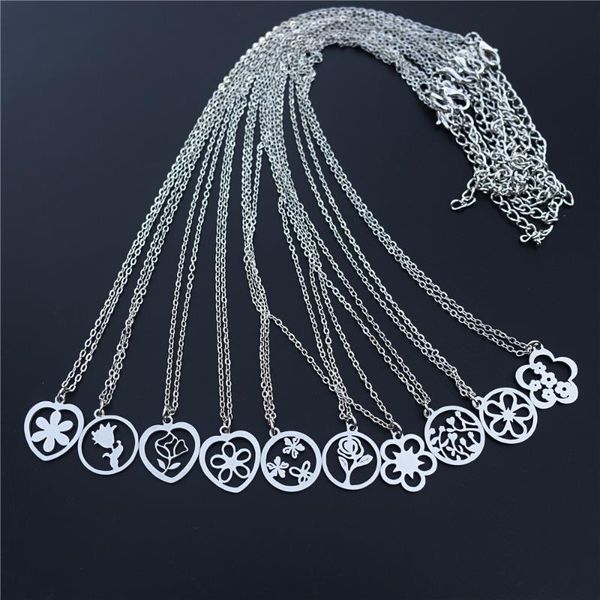 pendant necklaces wildflower rose flower daisy wintersweet necklace stainless steel jewelry 12 pieces mix wholesale chain, Silver
pendant necklaces wildflower rose flower daisy wintersweet necklace stainless steel jewelry 12 pieces mix wholesale chain, Silver