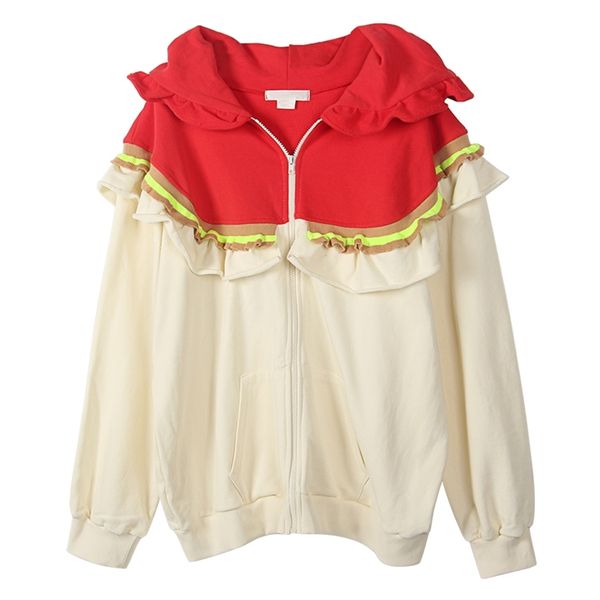 winter cardigans korean fashion ruffles zipper sweater coat hooded knit patchwork jacket mujer sueter 210430, White
winter cardigans korean fashion ruffles zipper sweater coat hooded knit patchwork jacket mujer sueter 210430, White