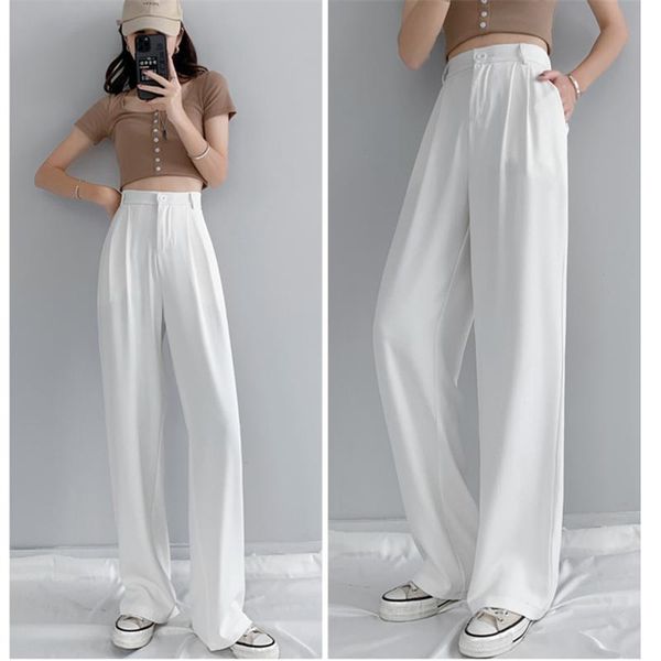 women's pants & capris woman high waist straight wide leg suit work style summer autumn office lady fashion thin trousers 156-175cm, Black;white
women's pants & capris woman high waist straight wide leg suit work style summer autumn office lady fashion thin trousers 156-175cm, Black;white