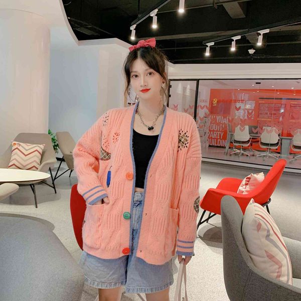 knits korean cardigan women loose wear lazy fashion patch knitwear sweater woman, White
knits korean cardigan women loose wear lazy fashion patch knitwear sweater woman, White