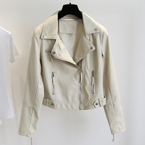 women's leather & faux 2021 spring autumn streetwear pu jacket for women korean slim zipper long sleeve female biker coats chaquetas pa, Black
women's leather & faux 2021 spring autumn streetwear pu jacket for women korean slim zipper long sleeve female biker coats chaquetas pa, Black