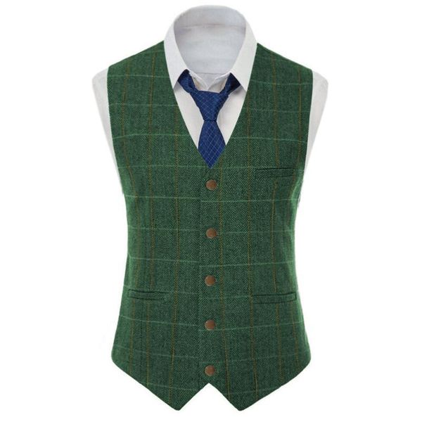 men's vests suits vest v-neck herringbone green plaid tweed wool waistcoat casual groomsmen jacket for wedding, Black;white
men's vests suits vest v-neck herringbone green plaid tweed wool waistcoat casual groomsmen jacket for wedding, Black;white