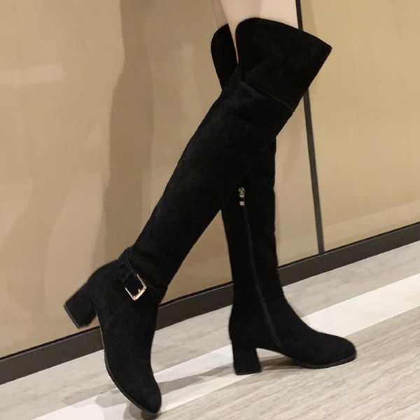 boots women's natural suede leather tihck med heel side zip winter warm slim over the knee elegant ladies thigh high shoes, Black
boots women's natural suede leather tihck med heel side zip winter warm slim over the knee elegant ladies thigh high shoes, Black