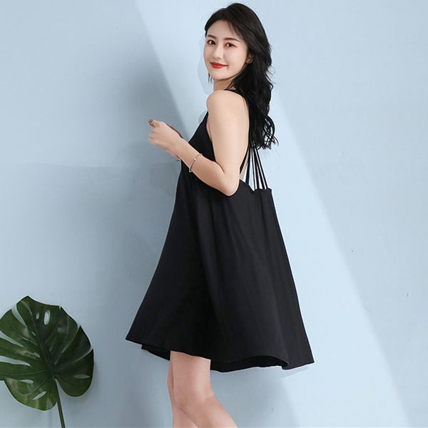 women's sleepwear loose night summer suspenders modal cotton nightshirt plus size female nightgowns 23z8, Black;red
women's sleepwear loose night summer suspenders modal cotton nightshirt plus size female nightgowns 23z8, Black;red
