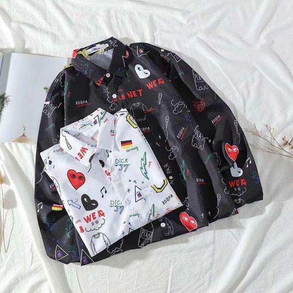 men's casual shirts shirtspring autumn slim casual table long sleeve printed shirt men and women cardigan hawaiian qji5, White;black
men's casual shirts shirtspring autumn slim casual table long sleeve printed shirt men and women cardigan hawaiian qji5, White;black