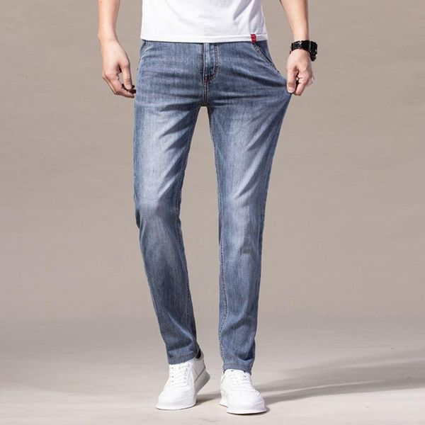 men's jeans 2021 spring and summer thin trousers trend korean retro stretch slim denim pants, Blue
men's jeans 2021 spring and summer thin trousers trend korean retro stretch slim denim pants, Blue