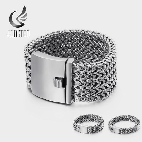 link, chain fongten mesh link bracelet men punk silver vintage metal stainless steel mens wrist band charm wide bracelets jewelry, Black
link, chain fongten mesh link bracelet men punk silver vintage metal stainless steel mens wrist band charm wide bracelets jewelry, Black