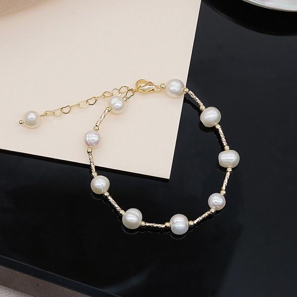 link, chain sweet korean temperament design bracelet women elegant jewelry freshwater pearl for gifts, Black
link, chain sweet korean temperament design bracelet women elegant jewelry freshwater pearl for gifts, Black
