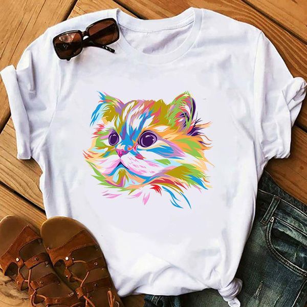 women's t-shirt summer short sleeve o-neck tee casual clothes female t shirts watercolor cat print harajuku women, White
women's t-shirt summer short sleeve o-neck tee casual clothes female t shirts watercolor cat print harajuku women, White
