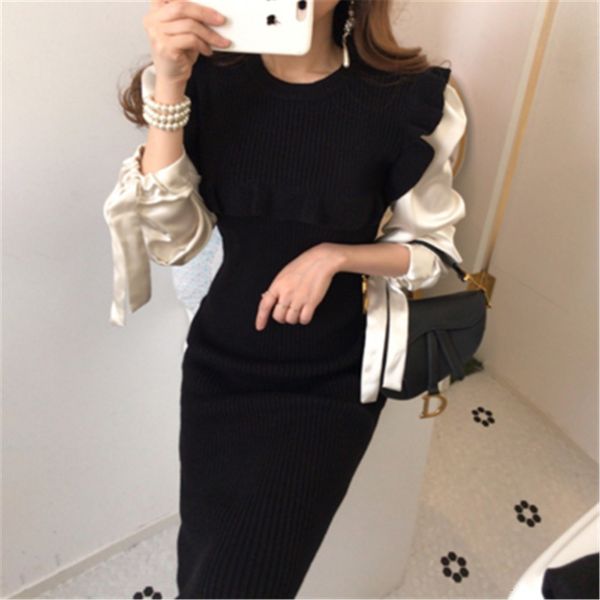 casual dresses korean female dress fake two thin pieces midi knitted ladies of the vintage elegant long puff sleeve dressed party zy4565 cas, Black;gray
casual dresses korean female dress fake two thin pieces midi knitted ladies of the vintage elegant long puff sleeve dressed party zy4565 cas, Black;gray