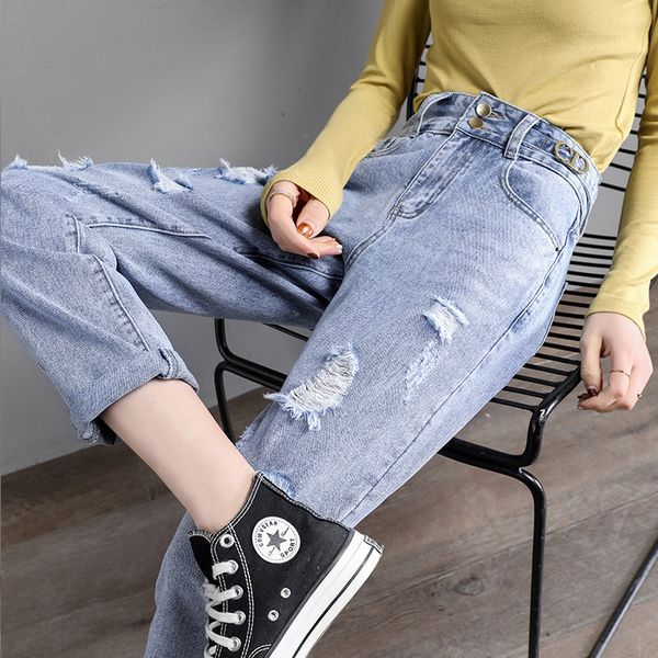 women's jeans hole loose fit high waist show thin 2021 fashion beggars' light blue jiufen daddy pants
women's jeans hole loose fit high waist show thin 2021 fashion beggars' light blue jiufen daddy pants