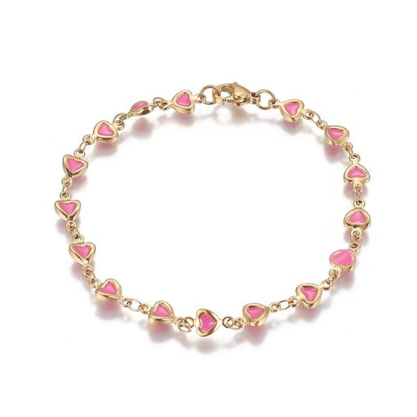 link, chain elegant pink enamel heart beads bracelets for women stainless steel charm bracelet birthday party gift, Black
link, chain elegant pink enamel heart beads bracelets for women stainless steel charm bracelet birthday party gift, Black