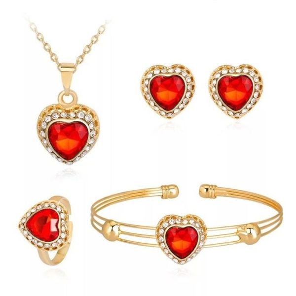 earrings & necklace 4pcs fashion african beads heart jewelry sets wedding costume women party gold color crystal bangle earring ring, Silver
earrings & necklace 4pcs fashion african beads heart jewelry sets wedding costume women party gold color crystal bangle earring ring, Silver