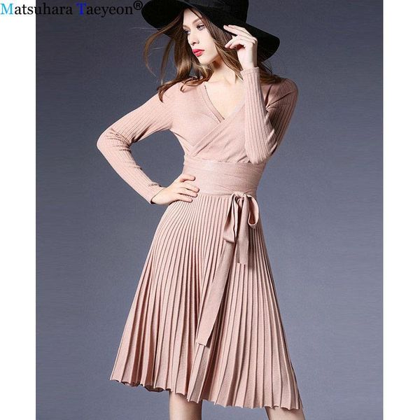 casual dresses fashion black winter knitted dress womens long sleeve v-neck elegant pleated tunic office vestidos, Black;gray
casual dresses fashion black winter knitted dress womens long sleeve v-neck elegant pleated tunic office vestidos, Black;gray
