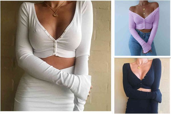 women's t-shirt autumn and winter fashion the deep for women solid color dark v shoulder off back button top, White
women's t-shirt autumn and winter fashion the deep for women solid color dark v shoulder off back button top, White