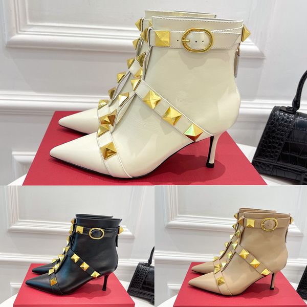 designer rivet short boots stiletto high heel ladies sandals classic sexyrivet dress shoes metal buckle pointed toe shortboots 35-40, Black
designer rivet short boots stiletto high heel ladies sandals classic sexyrivet dress shoes metal buckle pointed toe shortboots 35-40, Black