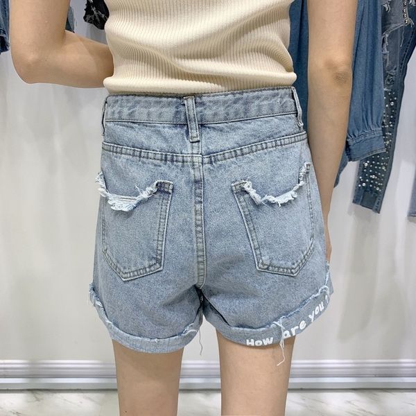 women's jeans high korean street will see feminine open chain embroidered flares wide leg high-waist shorts torn hole casual fashion g0, Blue
women's jeans high korean street will see feminine open chain embroidered flares wide leg high-waist shorts torn hole casual fashion g0, Blue
