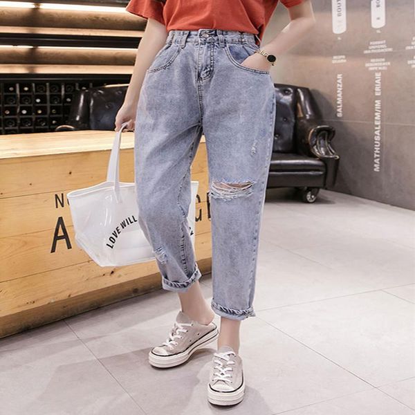 cool jeans woman summer fashion ripped hole bleach mid waist vintage high street women loose harem women's, Blue
cool jeans woman summer fashion ripped hole bleach mid waist vintage high street women loose harem women's, Blue