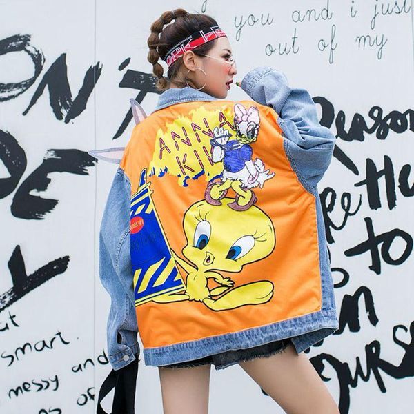 women's jackets women autumn cartoon sequins washed denim jacket female bugs loose casual personality trend y817, Black;brown
women's jackets women autumn cartoon sequins washed denim jacket female bugs loose casual personality trend y817, Black;brown
