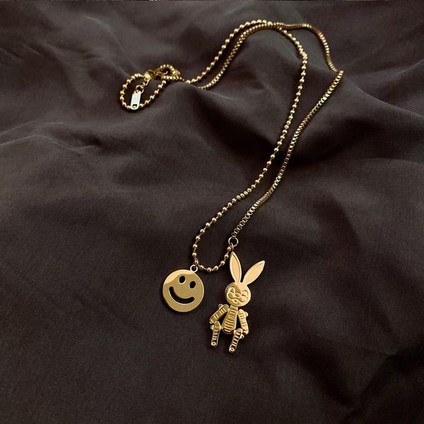 trendy smiling face titanium steel sweater chain long simple niche cold wind necklace women chains, Silver
trendy smiling face titanium steel sweater chain long simple niche cold wind necklace women chains, Silver
