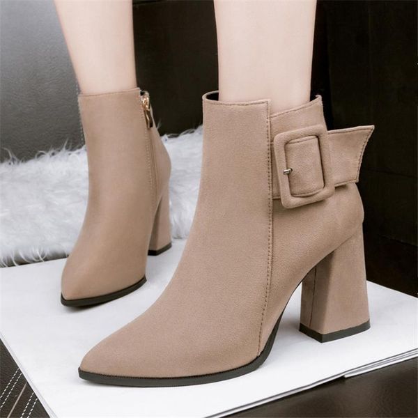 boots belt buckle ankle for women excellent flock retro thick high heels work shoes platform female pointed apricot, Black
boots belt buckle ankle for women excellent flock retro thick high heels work shoes platform female pointed apricot, Black