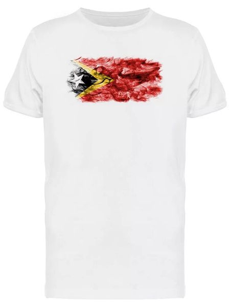 east timor smoky flag men's tee -image by shutterstock, White;black 
east timor smoky flag men's tee -image by shutterstock, White;black