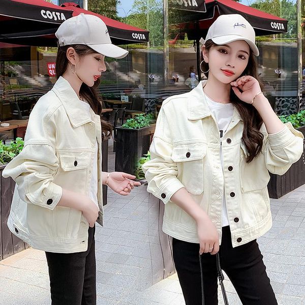 creamy white single-breasted loose and thin denim short jacket cowboy female coat, Black;brown
creamy white single-breasted loose and thin denim short jacket cowboy female coat, Black;brown