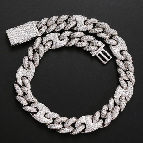 bangle 20mm pig nose miami chain 3:1 full hip hop men's necklace jewelry, Black