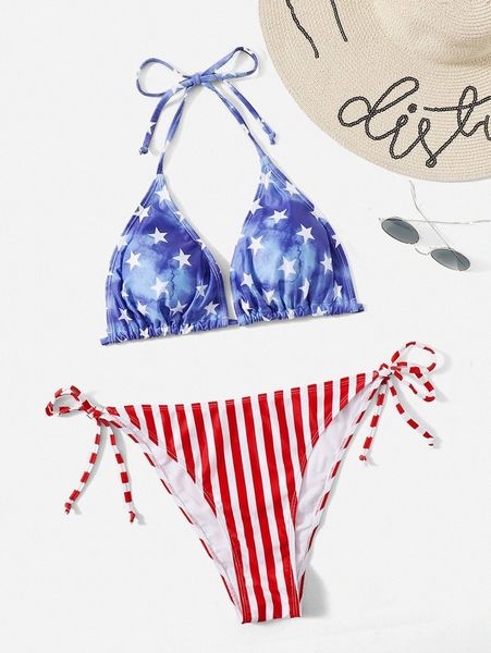 plus american flag print halter triangle bikini swimsuit f1q7#, Black
plus american flag print halter triangle bikini swimsuit f1q7#, Black
