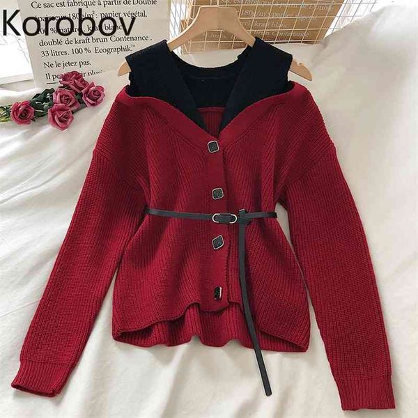 korobov long sleeve off shoulder sweater women single breasted knitted cardigan jumpers fake two piece new arrival sueter 210430, White
korobov long sleeve off shoulder sweater women single breasted knitted cardigan jumpers fake two piece new arrival sueter 210430, White