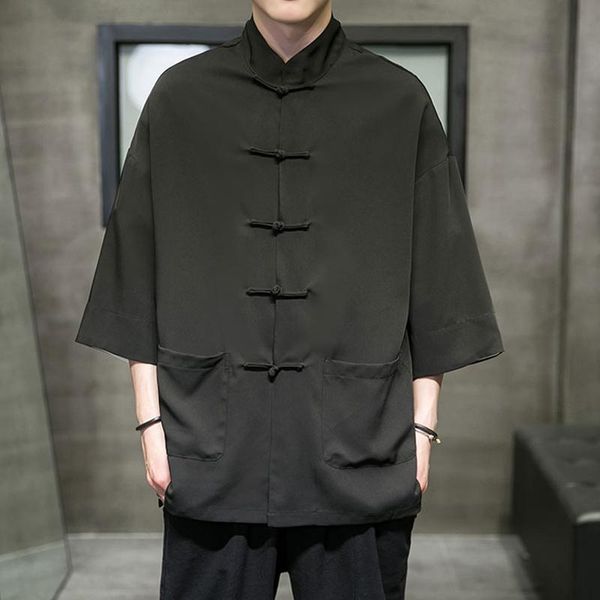 men's t-shirts ummer chinese style seven minute sleeve stand collar shirt men tang suit plate button lovers coat, White;black
men's t-shirts ummer chinese style seven minute sleeve stand collar shirt men tang suit plate button lovers coat, White;black