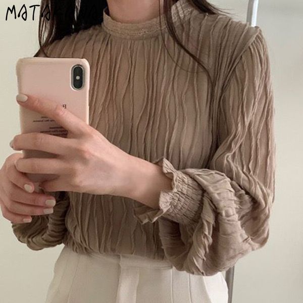 matakawa korea chic retro half high collar woman blouse lace pleated texture blusas loose wild long-sleeved shirt women 210513, White
matakawa korea chic retro half high collar woman blouse lace pleated texture blusas loose wild long-sleeved shirt women 210513, White