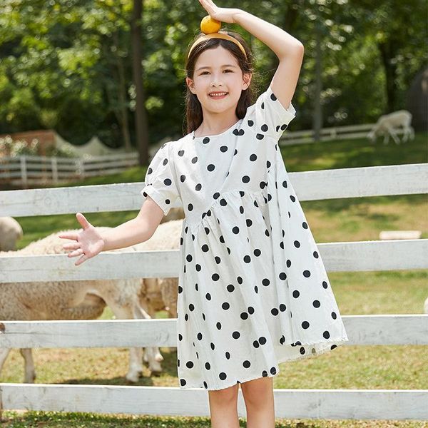 korean summer cotton dress for girls 8 years white black polka dot print light girl's dresses, Red;yellow
korean summer cotton dress for girls 8 years white black polka dot print light girl's dresses, Red;yellow