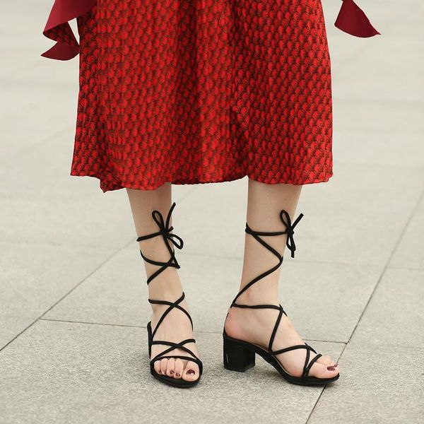summer cross strap mid-heel roman shoes lace-up women's sandals thick heel hollow party fashion, Black
summer cross strap mid-heel roman shoes lace-up women's sandals thick heel hollow party fashion, Black