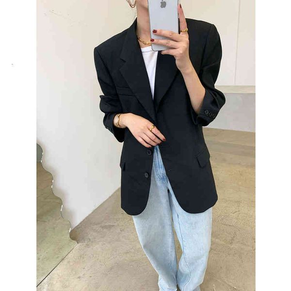 women's wool & blends released outerwear female jacket spring summer feminine jacke stylish single-breasted oversize blazer ba2f, Black
women's wool & blends released outerwear female jacket spring summer feminine jacke stylish single-breasted oversize blazer ba2f, Black